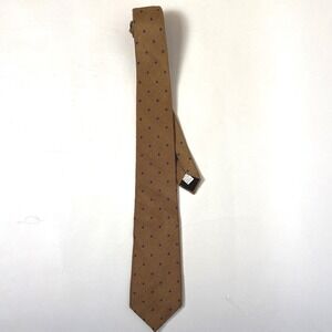 Wembley Vintage Geometric Silk Cotton Blend Tie Tan Brown Blue Made in USA